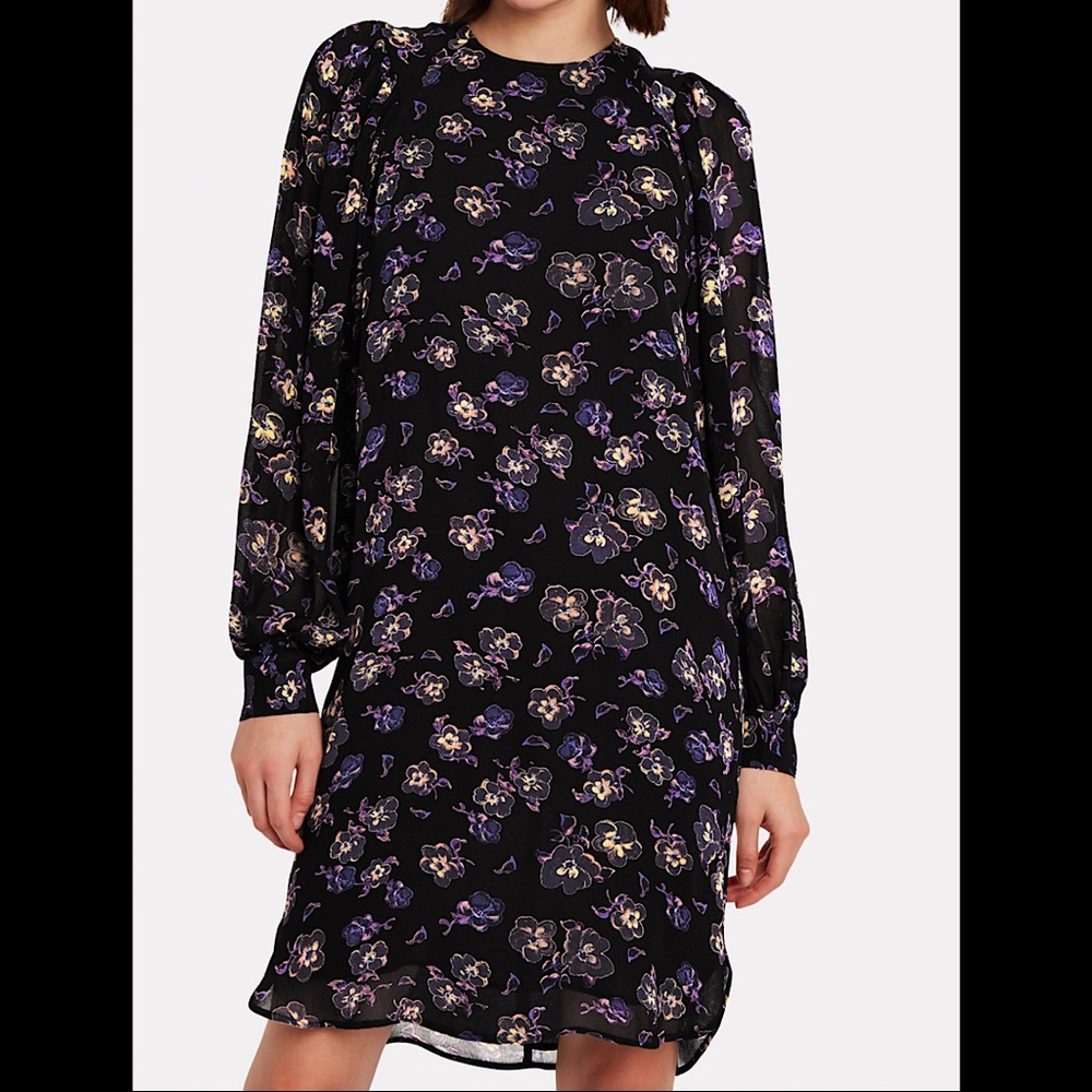 Ganni Floral Puff Sleeve Dress Sz 36/4 EUC